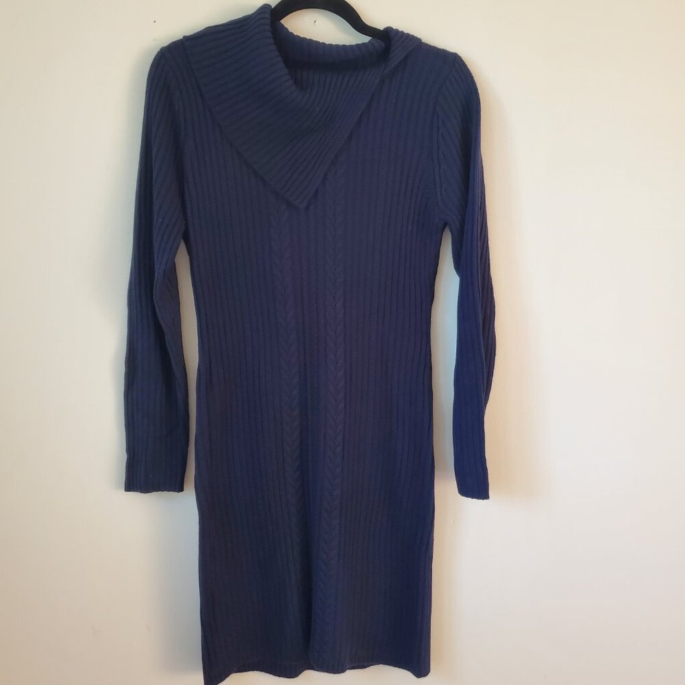 Calvin Klein Women's Small Cable Knit Sweater Dress Navy, Size - M